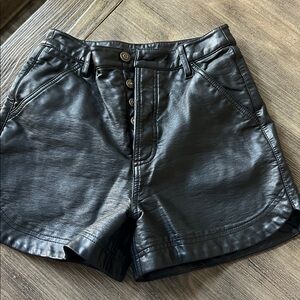 Free People Black Faux Leather Shorts